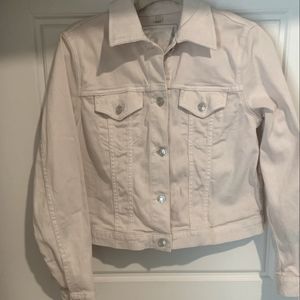 Michael Kors Women's Stretch Denim Jean Jacket White, Size Large